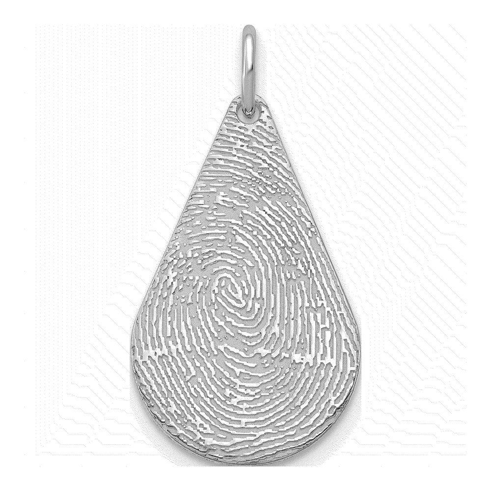 10K White Gold 10Kw Tear Drop Fingerprint Charm