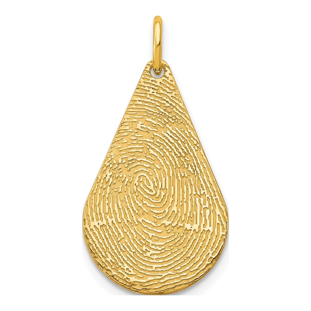 10K Yellow Gold Fingerprint Tear Drop Charm