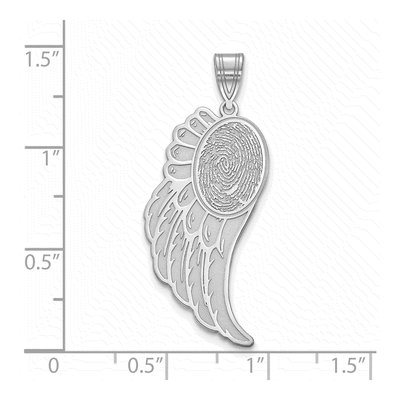 10K White Gold Angel Wing Fingerprint Pendant – view 2