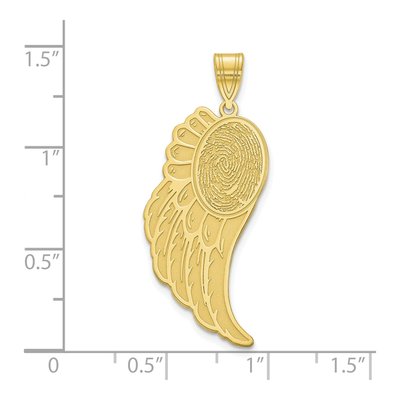 10K Yellow Gold Angel Wing Fingerprint Pendant – view 2