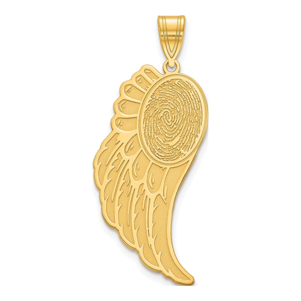 10K Yellow Gold Angel Wing Fingerprint Pendant
