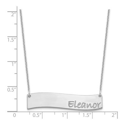 10K White Gold Personalized Curved Bar Necklace – view 3