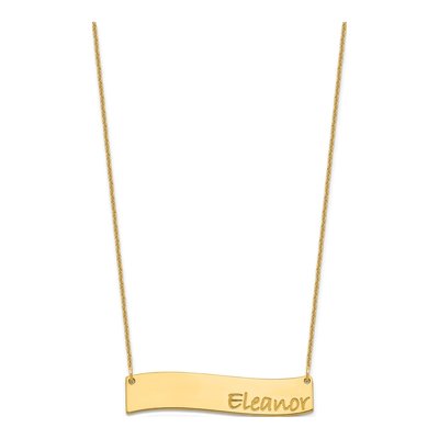 10K Yellow Gold Personalized Curved Bar Necklace – view 2