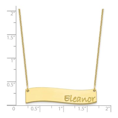 10K Yellow Gold Personalized Curved Bar Necklace – view 3