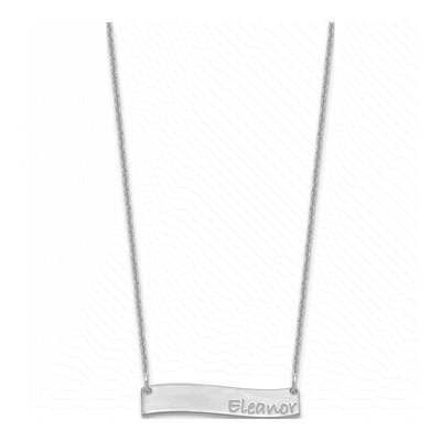 10K White Gold Small Polished Curved Bar Necklace – view 2