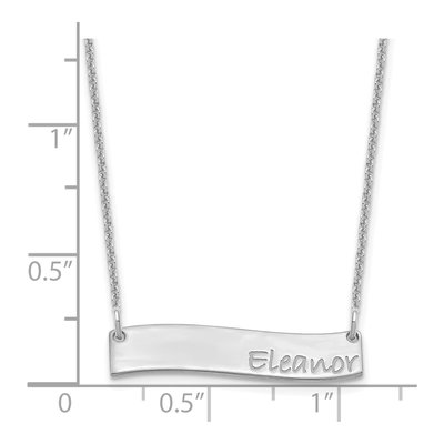 10K White Gold Small Polished Curved Bar Necklace – view 3
