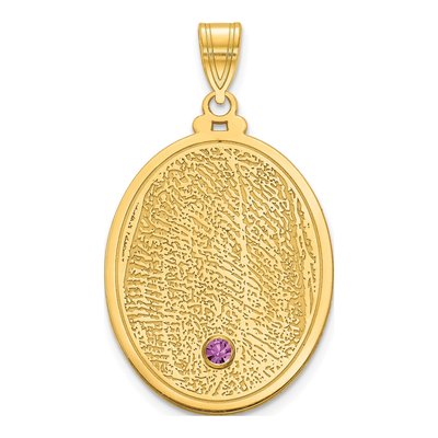 10K Yellow Gold Fingerprint Birthstone Pendant