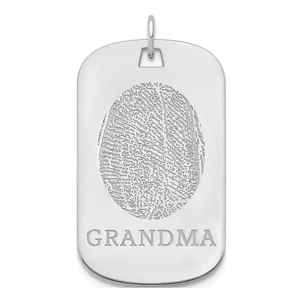 10K White Gold Fingerprint Dog Tag Pendant