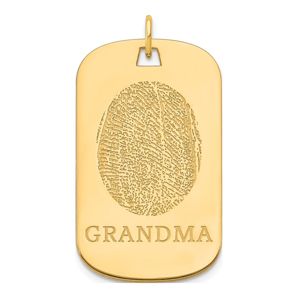 10K Yellow Gold Personalized Fingerprint Dog Tag Pendant