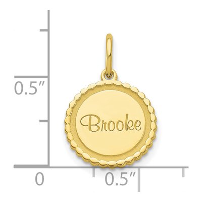 10K Yellow Gold Scalloped Disc Name Charm – view 2