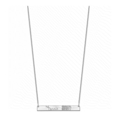 10K White Gold Signature Fingerprint Bar Necklace – view 2