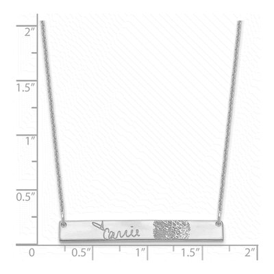 10K White Gold Signature Fingerprint Bar Necklace – view 3
