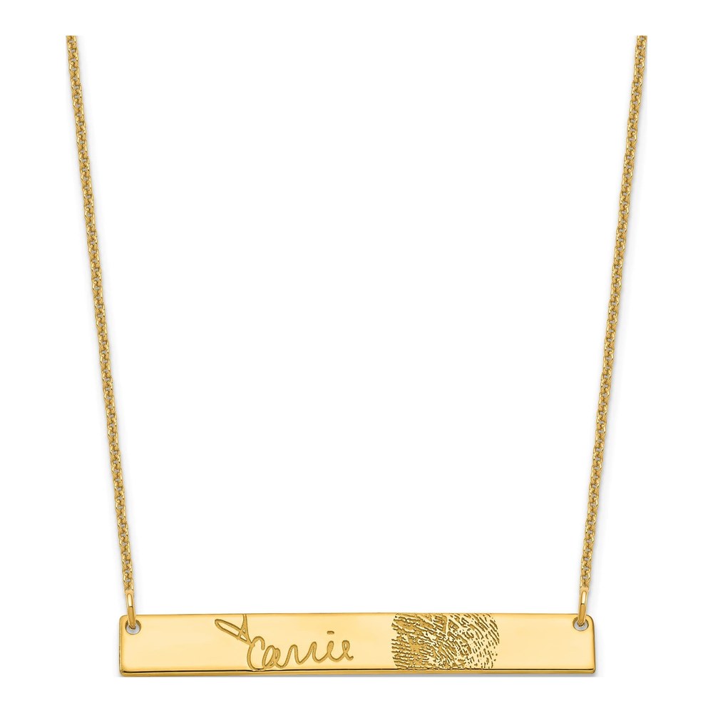 10K Yellow Gold Personalized Fingerprint Bar Necklace