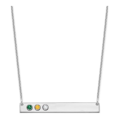 10K White Gold Personalized 3-Birthstone Bar Necklace
