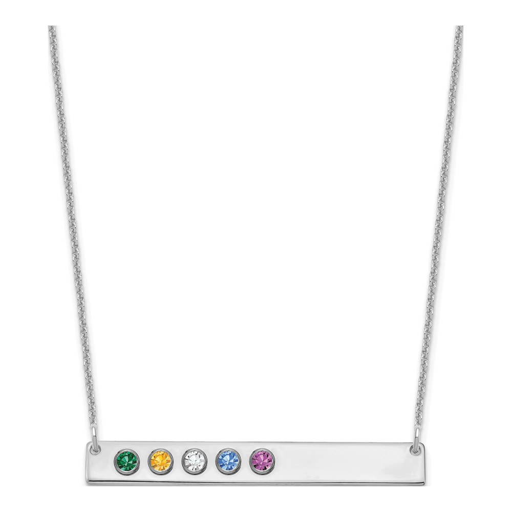 10K White Gold 5-Birthstone Bar Necklace