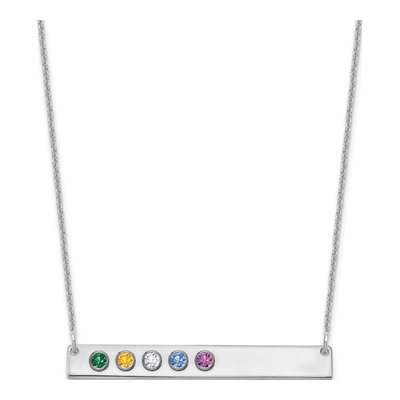 10K White Gold 5-Birthstone Bar Necklace