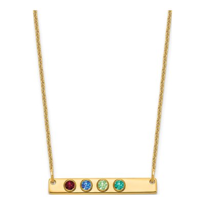 10K Yellow Gold Personalized 4-Birthstone Bar Necklace