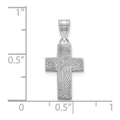 10K White Gold Small Fingerprint Cross Pendant – view 2