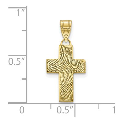 10K Yellow Gold Small Fingerprint Cross Pendant – view 2