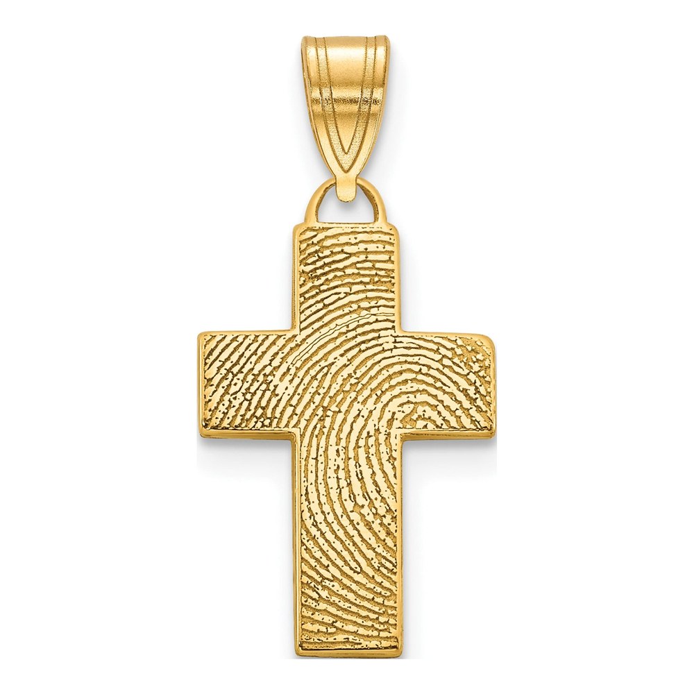 10K Yellow Gold Small Fingerprint Cross Pendant