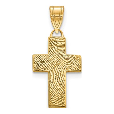 10K Yellow Gold Small Fingerprint Cross Pendant