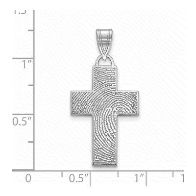 10K White Gold Large Cross Fingerprint Pendant – view 2