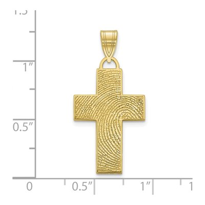 10K Yellow Gold Fingerprint Cross Pendant – view 2