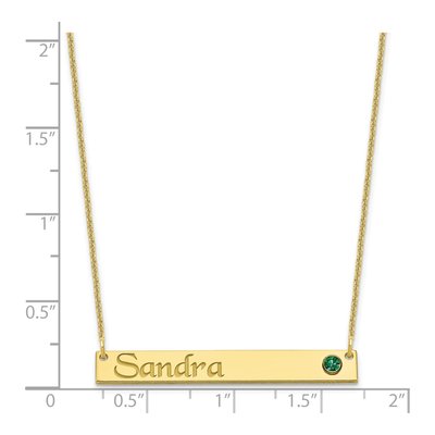 10K Yellow Gold Crystal Personalized Bar Birthstone Necklace – view 3