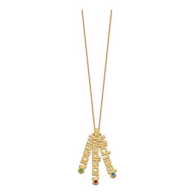 10K Yellow Gold 3-Names Birthstone Pendant – view 2