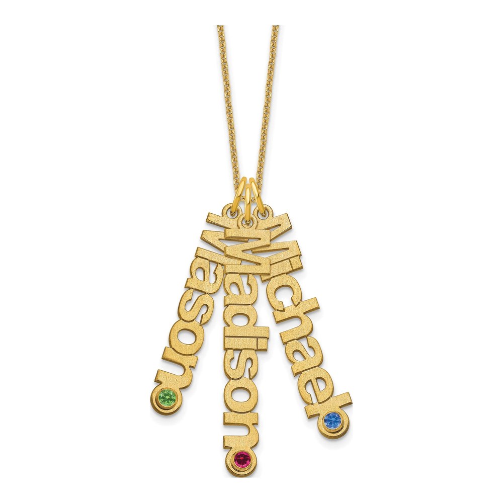 10K Yellow Gold 3-Names Birthstone Pendant