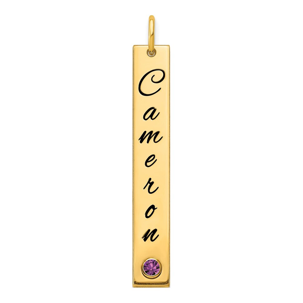 10K Yellow Gold Crystal Personalized Name Charm