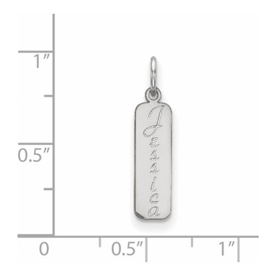 10K White Gold Vertical Script Font Name Bar Charm – view 2