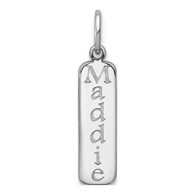 10K White Gold Personalized Name Bar Charm