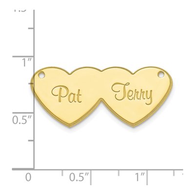 10K Yellow Gold Personalized Double Heart Name Plate Pendant – view 2