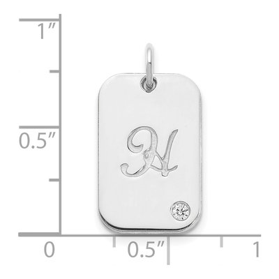 10K White Gold Diamond Initial Dog Tag Charm – view 2