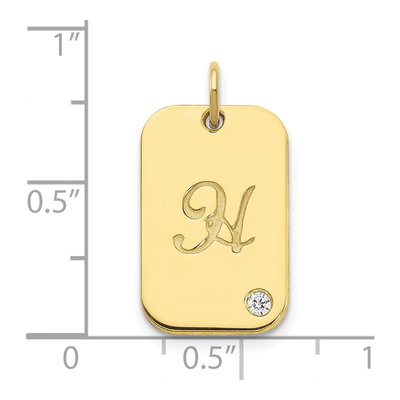 10K Yellow Gold Diamond Initial Dog Tag Charm – view 2