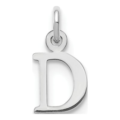10K White Gold Letter D Charm