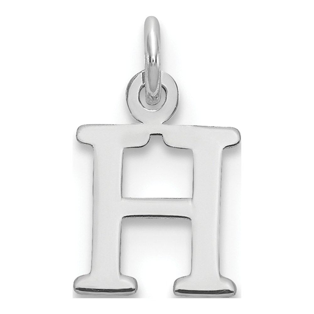 10K White Gold Rhodium-Plated Cut-Out Letter H Initial Charm Pendant
