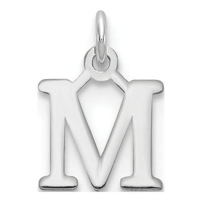 10K White Gold Letter M Charm