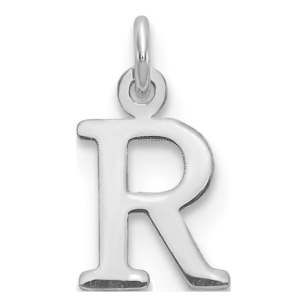10K White Gold Rhodium-Plated Cut-Out Letter R Initial Charm Pendant