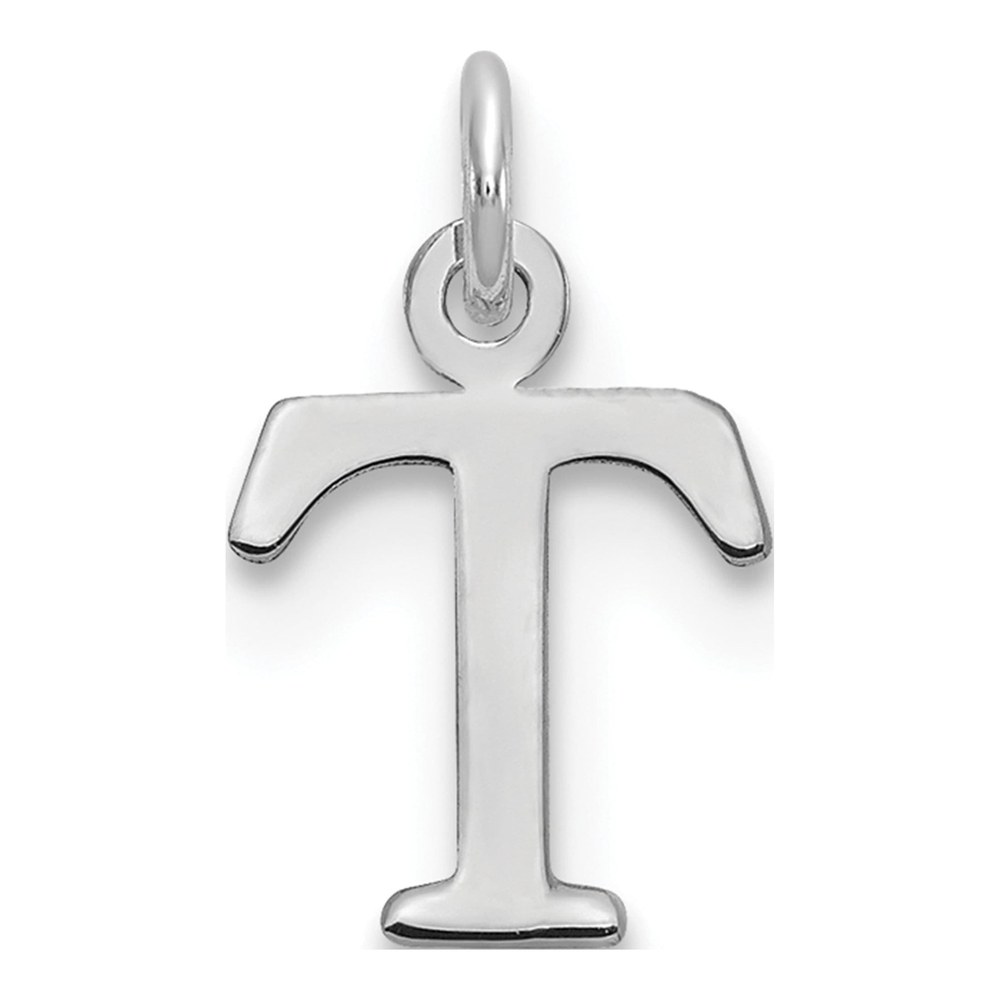 10K White Gold Rhodium-Plated Cut-Out Letter T Initial Charm Pendant
