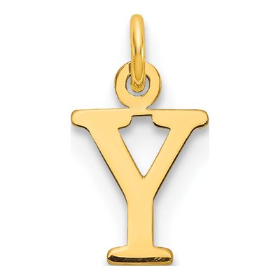 10K Yellow Gold Cut-Out Letter Y Charm