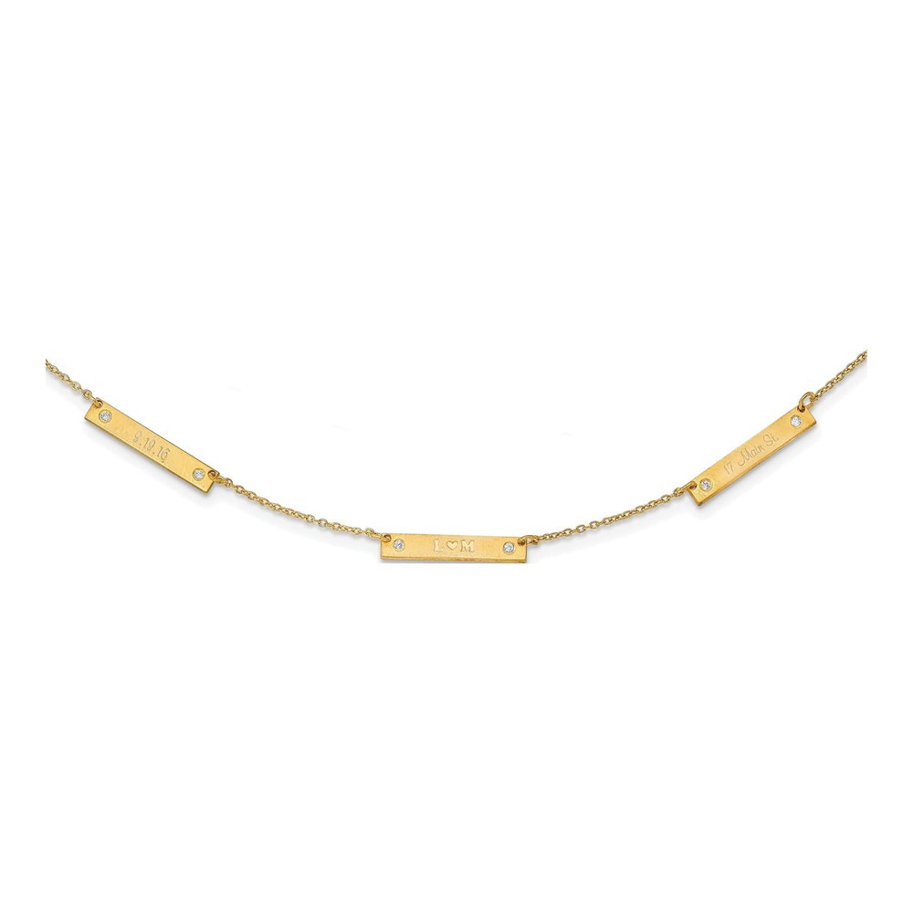 10K Yellow Gold 0.09 ct tw Diamond 3-Station Necklace