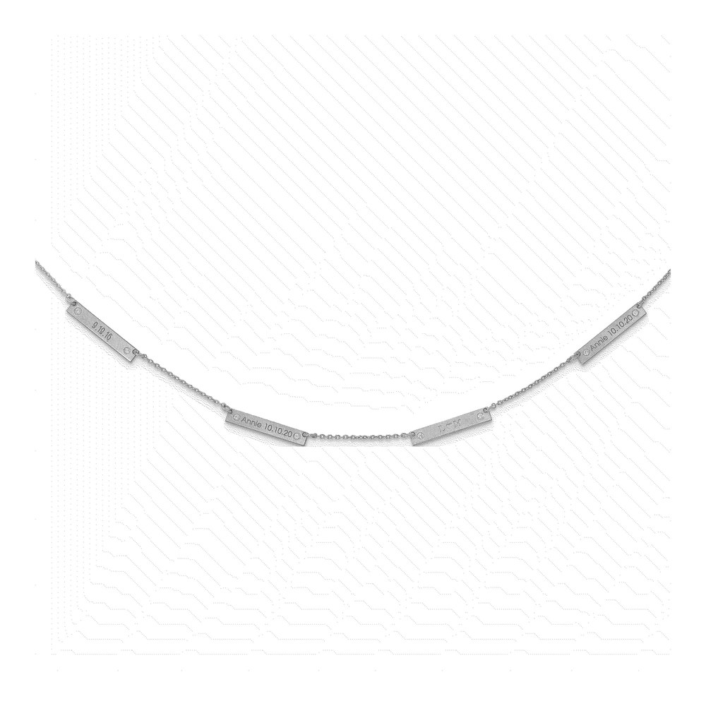 10K White Gold 1/8 ct tw Diamond 4-Station Necklace
