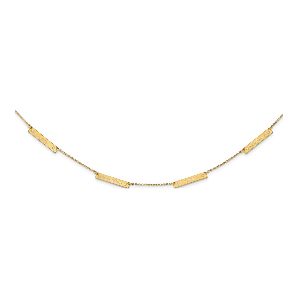 10K Yellow Gold 1/8 ct tw Diamond 4-Station Necklace
