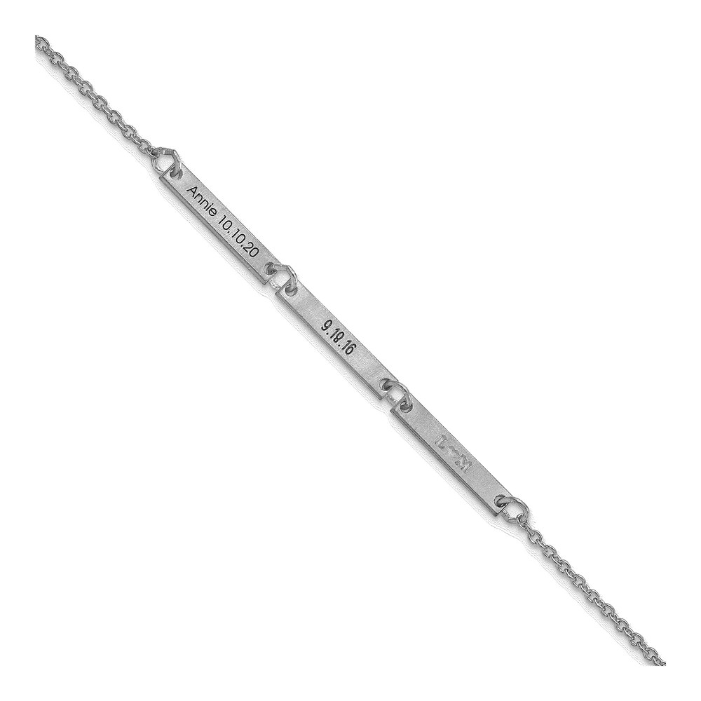 10K White Gold Personalized 3-Station Bracelet