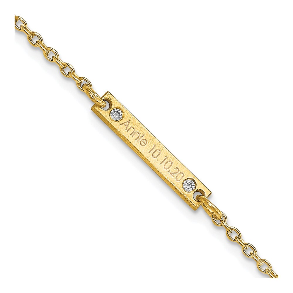 10K Yellow Gold Diamond Station Bracelet, 7"