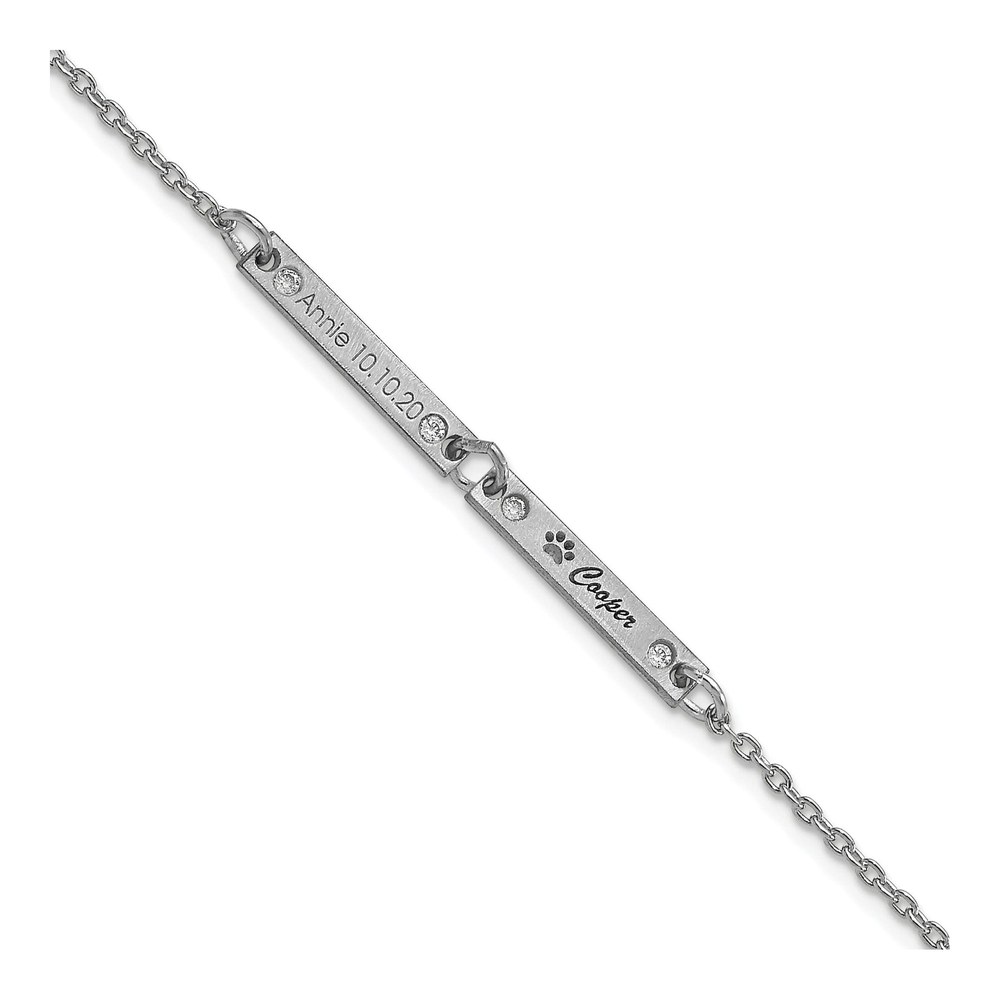 10K White Gold Diamond Station Bracelet, Personalized