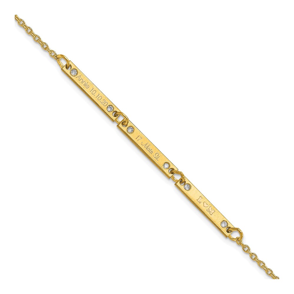 10K Yellow Gold 0.09 ct tw Diamond 3-Station Bracelet