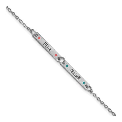 10K White Gold Personalized 2-Station Bracelet